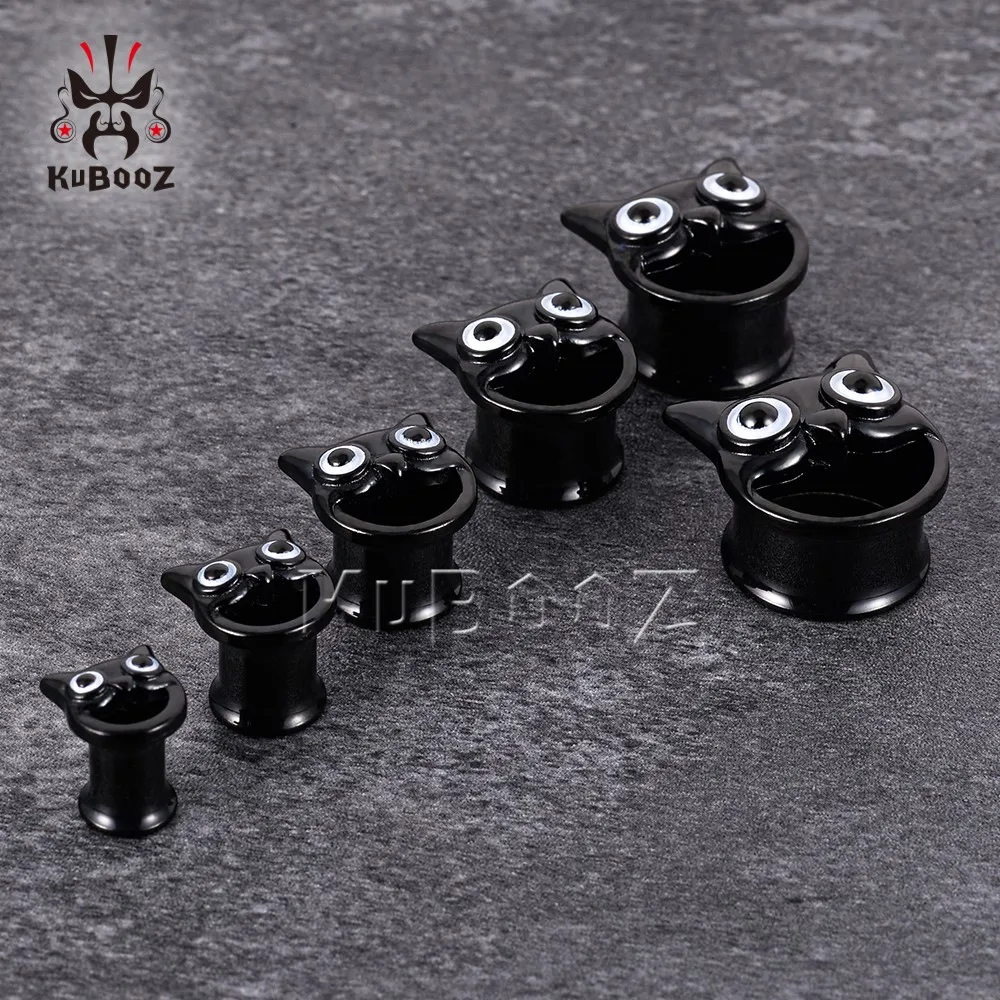 Wholesale Price Stainless Steel Black Owl Hollow Ear Tunnels Expander Gauges Plugs Earrings Piercing Body Jewelry32PCS