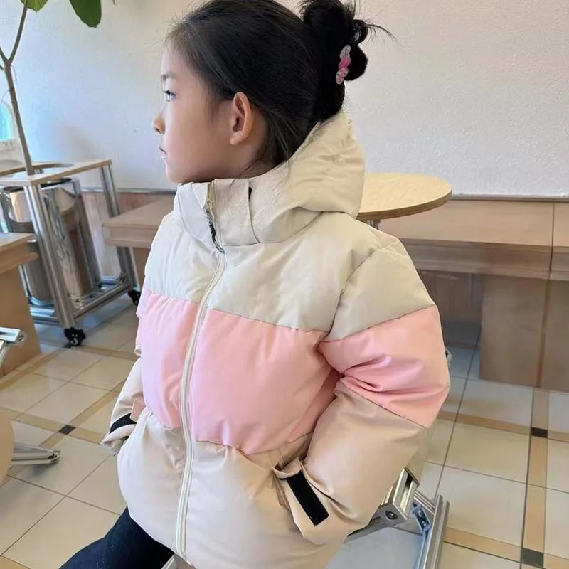 Per-sale(Ship in December) 2024 BP Winter Kids Clothes White Down Coat Girls Warmth Jackets Color Blocked Ski Suit for Windproof