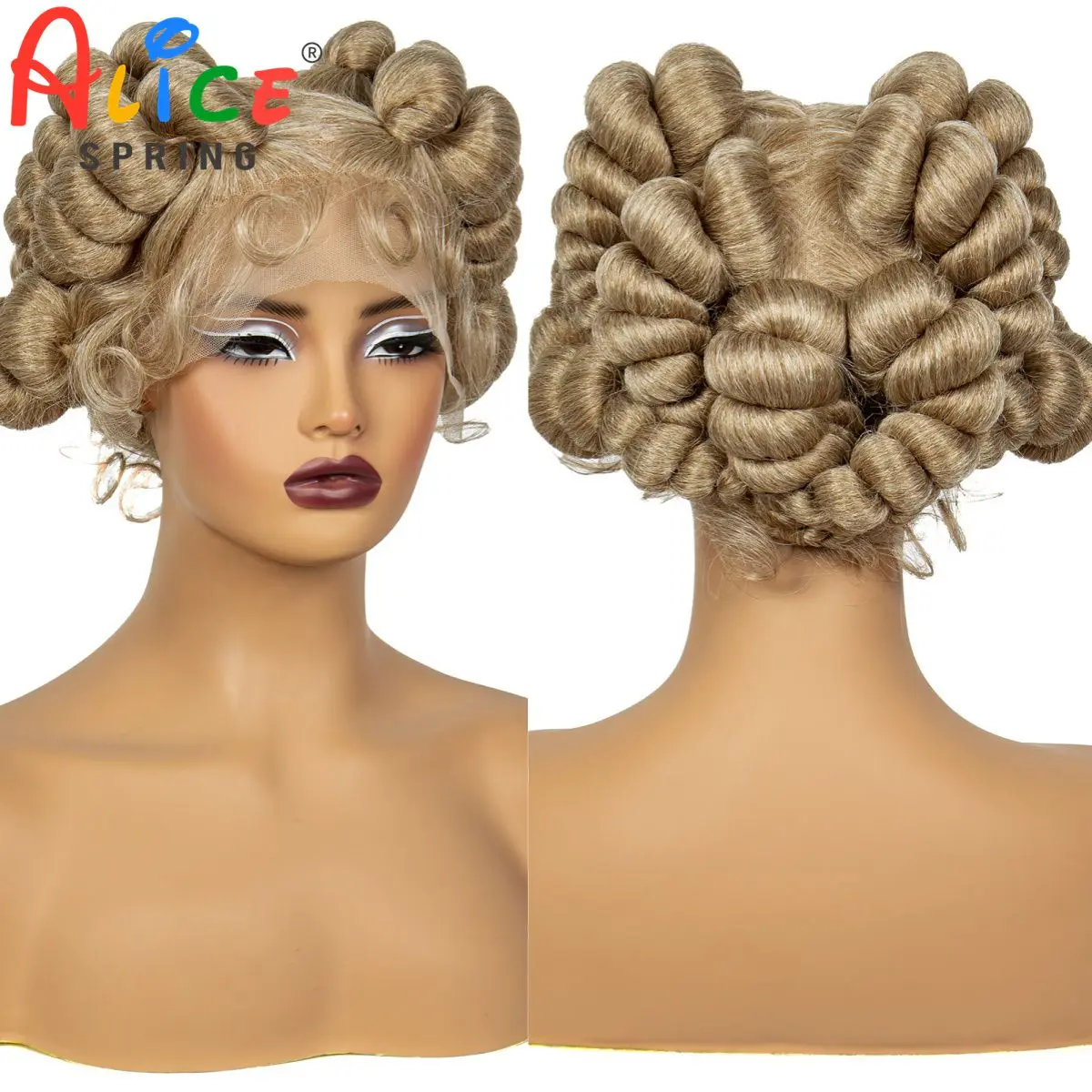 Synthetic 613# Blonde Full Lace Handmade Bantu Braided Wigs Short Cute Braided Lace Wigs For Black Women Knotless Braids Wigs