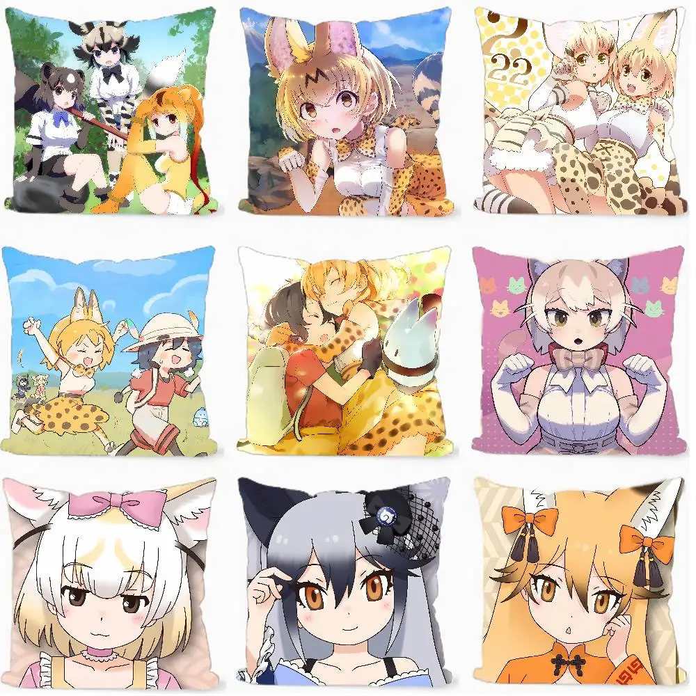 Cute Cartoon Kemono Friends Cushion Office Cushion Pillowcase Car Cushion Cover45X45CM Lumbar Pillowcase Sofa Pillowcover