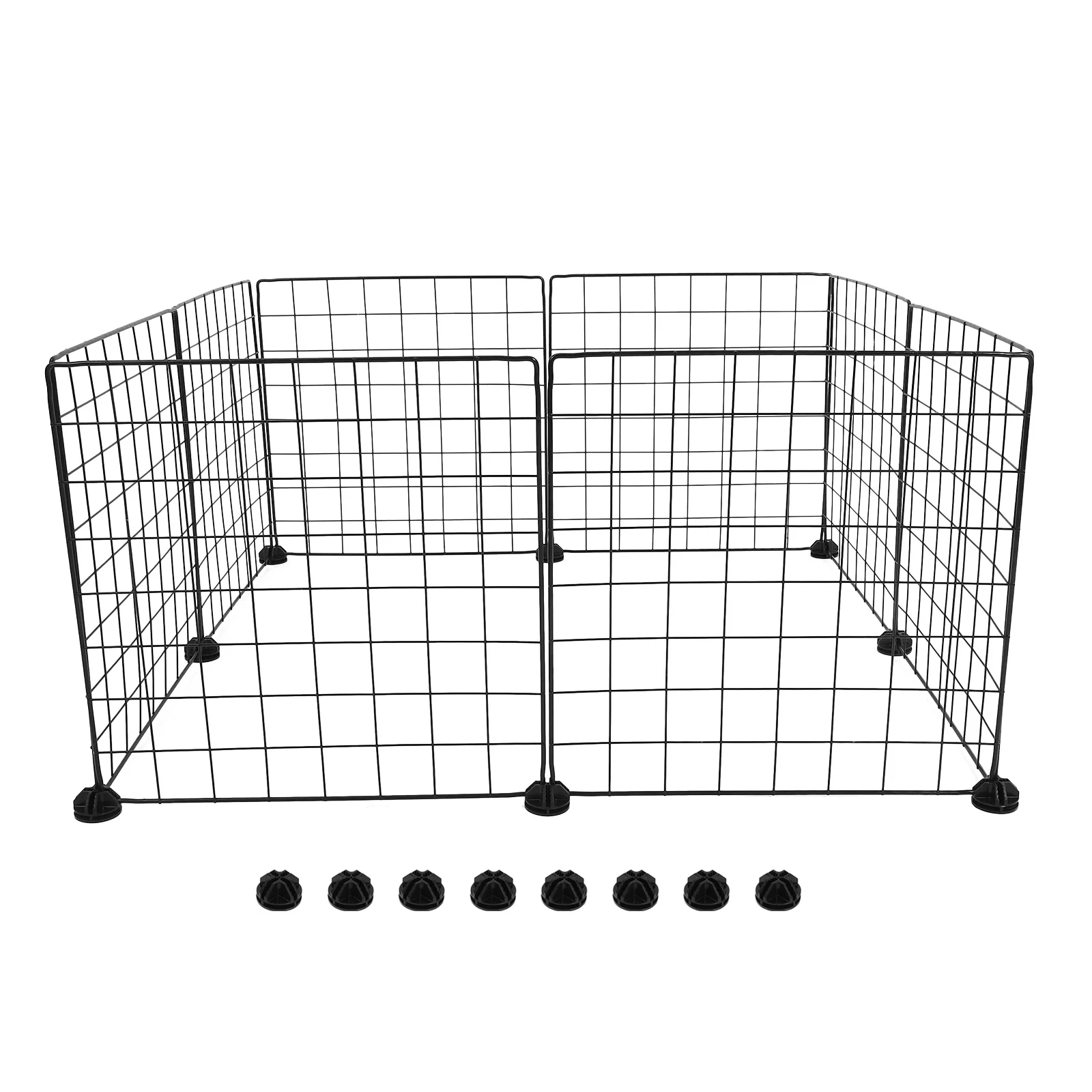 

8pcs Small Animal Fence Clear Pet Playpen Rabbit Wire Wall Grid Black Iron Large Design Easy Setup Durable Construction for Pets