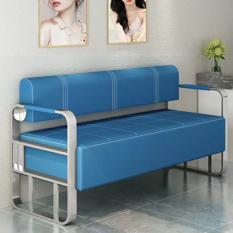 Barber shop sofa waiting chair beauty salon hair salon rest area clothing store office reception stainless steel strip sofa