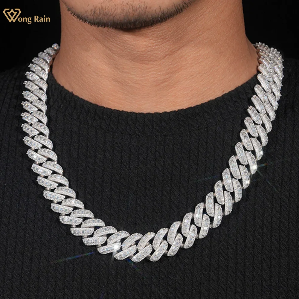

Wong Rain Хип-Хоп Рок Стерлинговое Серебро 925 пробы VVS1 3EX D Настоящий муассанит Полные бриллианты Драгоценные камни 18 мм Кубинская цепочка Ожерелье Изысканные ювелирные изделия
