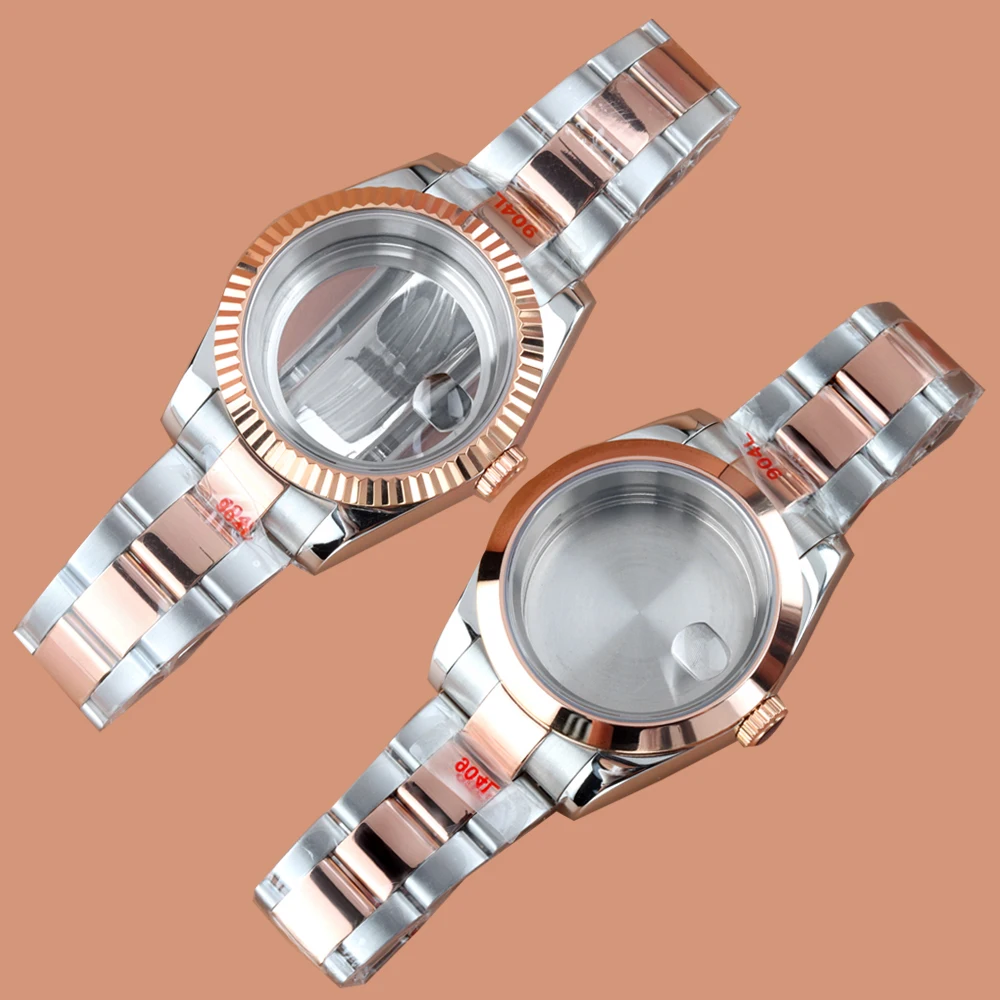 

Flat/Gear edge High Quality 36/39mm Watch Case Fit NH35 NH36 Movement Waterproof Oyster/Jubilee Watchband Stainless Steel Case