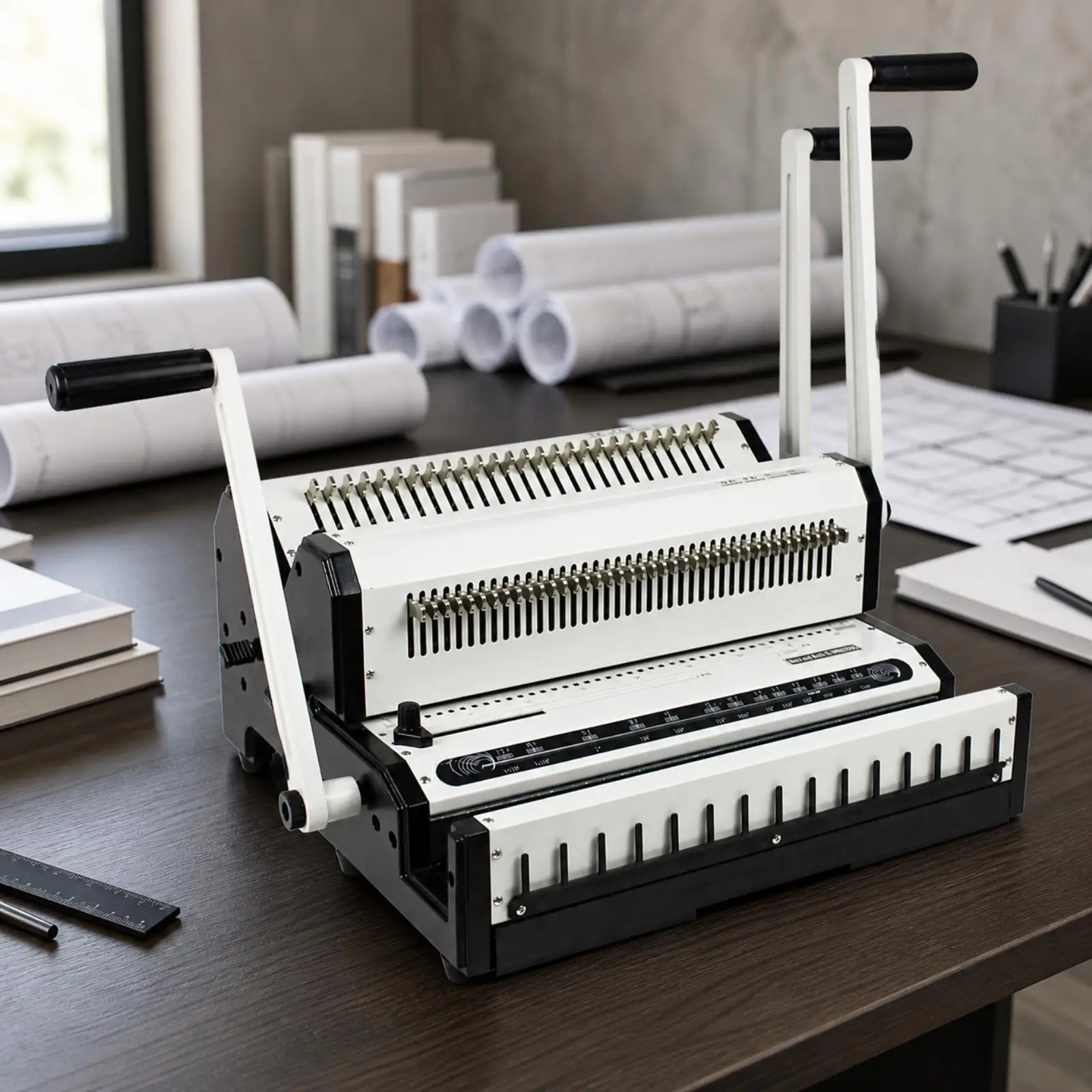 Manual Metal Punching and Wire-Binding Machine Versatile F4 Document Wire Binder 2:1 and 3:1 Pitch Binding Machine Desktop