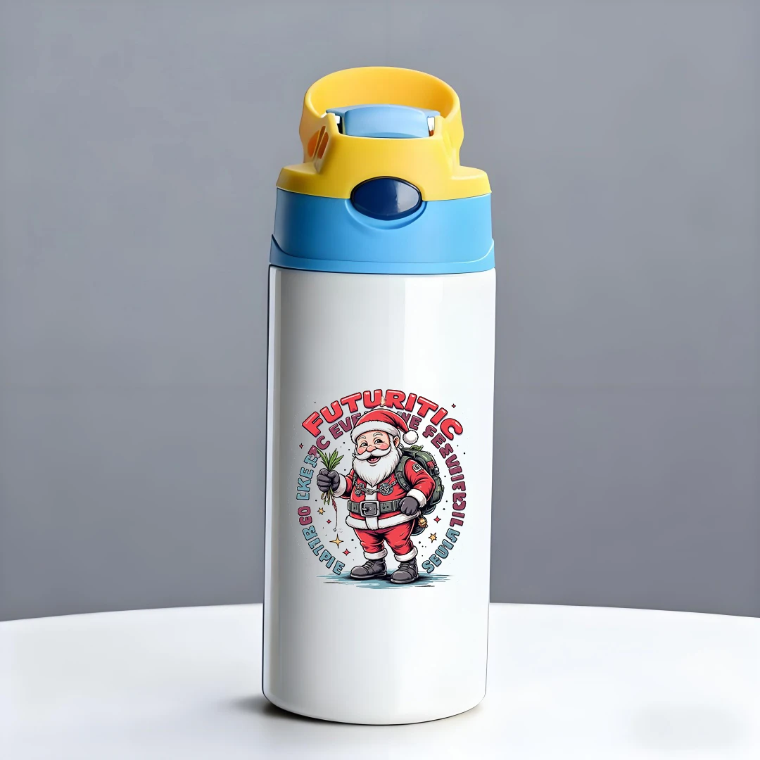 Tazza termica in acciaio inossidabile 304 Tazza di paglia per bambini futuristica a tema Babbo Natale Regalo di Natale Sette discendenti cus