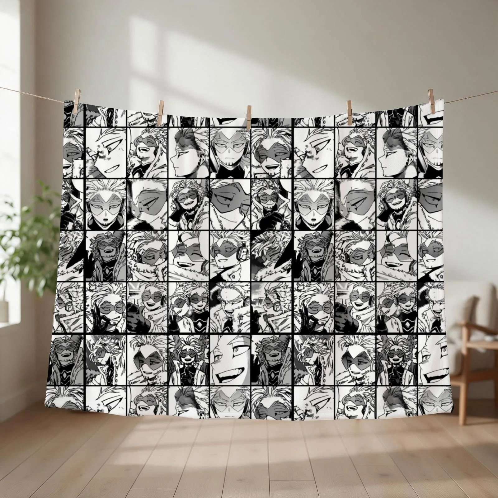 Hawks- manga black and white version Throw Blanket couch cozy soft plush fuzzy picnic outdoor blanket