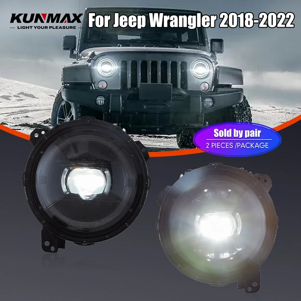 

Пара светодиодных автомобильных фар в сборе для Jeep Wrangler 2018-2022, передняя фара, DRL, указатель поворота, фары Plug and Play
