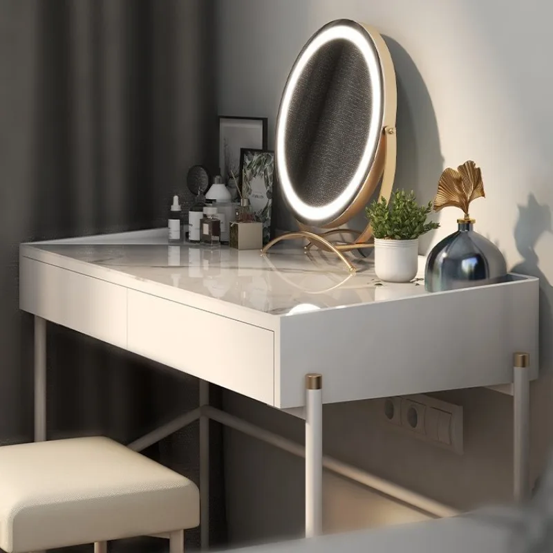 Light luxury solid wood dresser Internet celebrity wind rock slab table bedroom modern simple dressing table