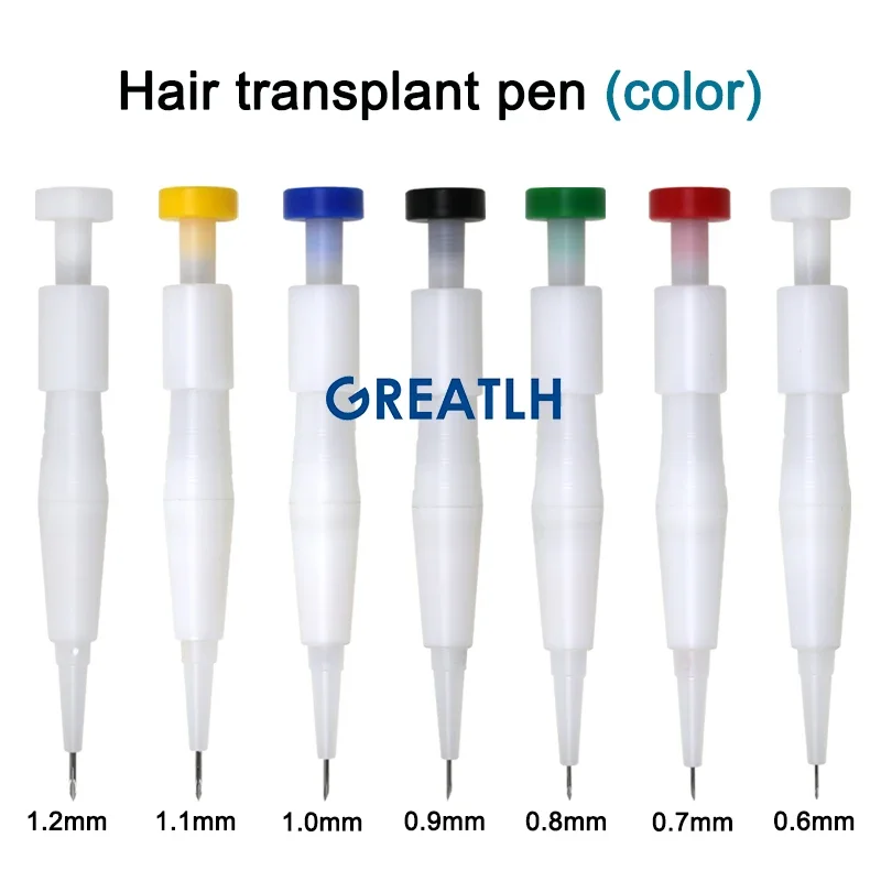 GREATLH 1pc 0.6-1.2mm Hair Transplant Pen Hair Follicle Implanting Pen Eyebrow Planting Pen Color Type
