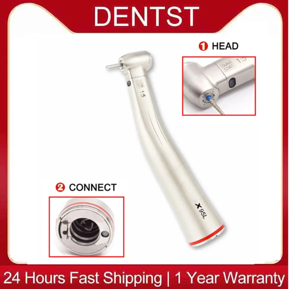 Dental Push Button X95L Against Contra Angle 1:5 Increasing Speed Handpiece Fiber Optic Inner Water Red Odontology Essentials