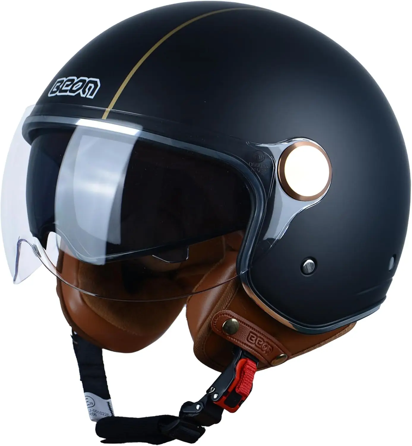 

(Medium)Open Face Motorcycle Helmet for Adults, DOT Approved,3/4 Retro Vespa Helmet, Dual Visors Men's and Women's Motorbike Cas
