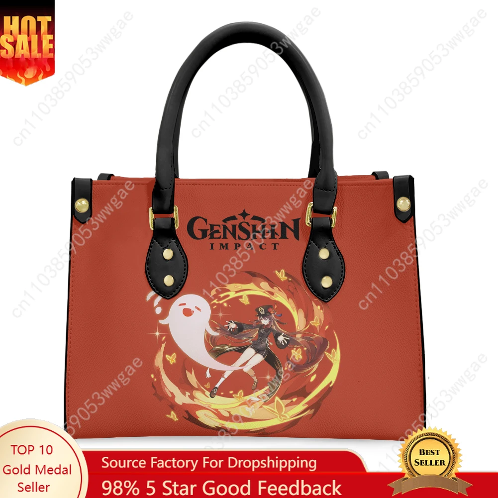 

Genshin Walnut Tote Bag Purse Women Man Fashion Personalized Text Image PU Leather Customized Handbag Commuter Shopping Gift Bag