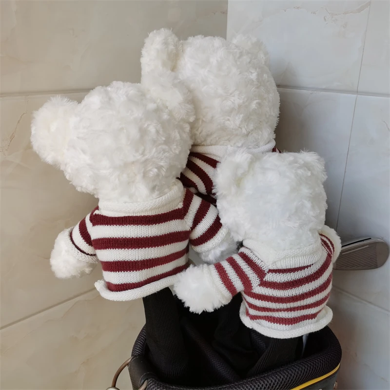 White Teddy Bear Golf Wood Head Covers For Driver Fairway Hybrid Club Headcovers Plush Protector