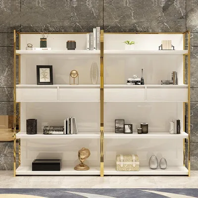 yy-Light Luxury Shelf Landing Nordic Minimalist Bookshelf Combination Study Room Living Room Beauty Shop