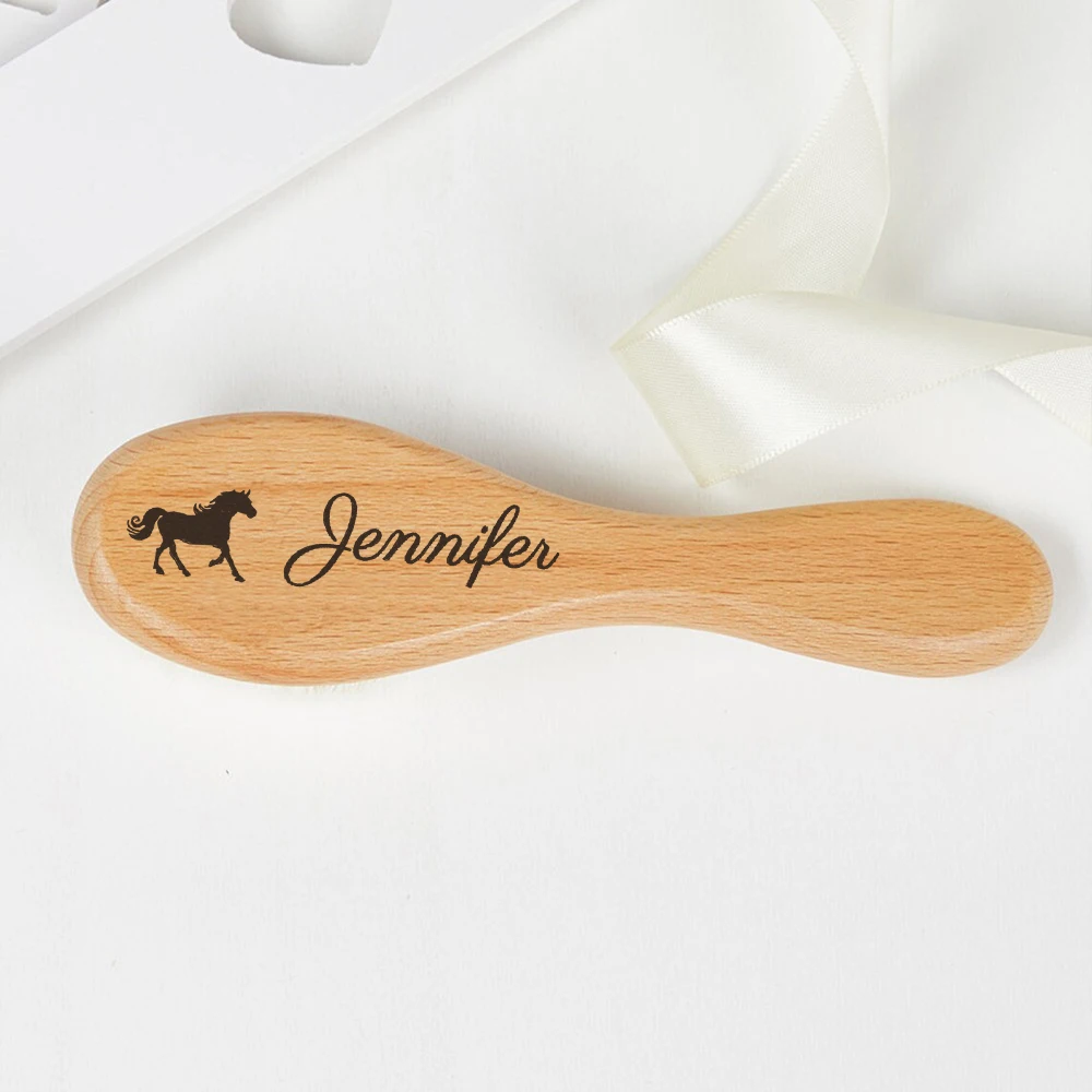 Personalised Hair Brush Custom Engraved Bamboo Wood Brush Anti Static Comb Gift for Girls Gifts for Kids Baby Shower Gift