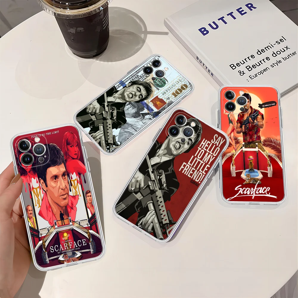 S-Scarface Tony Montana Film Phone Case Silicone Soft For Iphone 16 15 14 13 12 11 Pro Mini XS MAX Plus X Cover