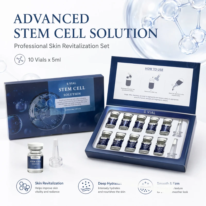 Korea 5ml*10vials Facial STEM CELL SOLUTION Ampoule Serum Repair Skin Firming Brightening Deep Hydration Rejuvenation Skincare