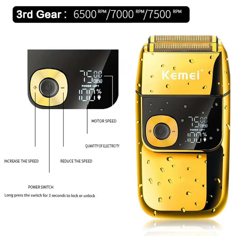 Kemei 2 in 1 Electric Shaver Men Electric Razor Rechargeable Beard Shaver Floating Hair Trimmer Face Care Beard Shaving Machine