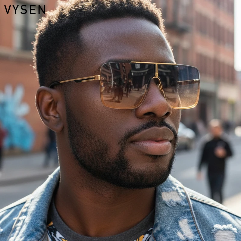 남성용 패션 오버사이즈 사각 선글라스, 빅 프레임 2026 럭셔리 브랜드 디자인 메탈 프레... - 2