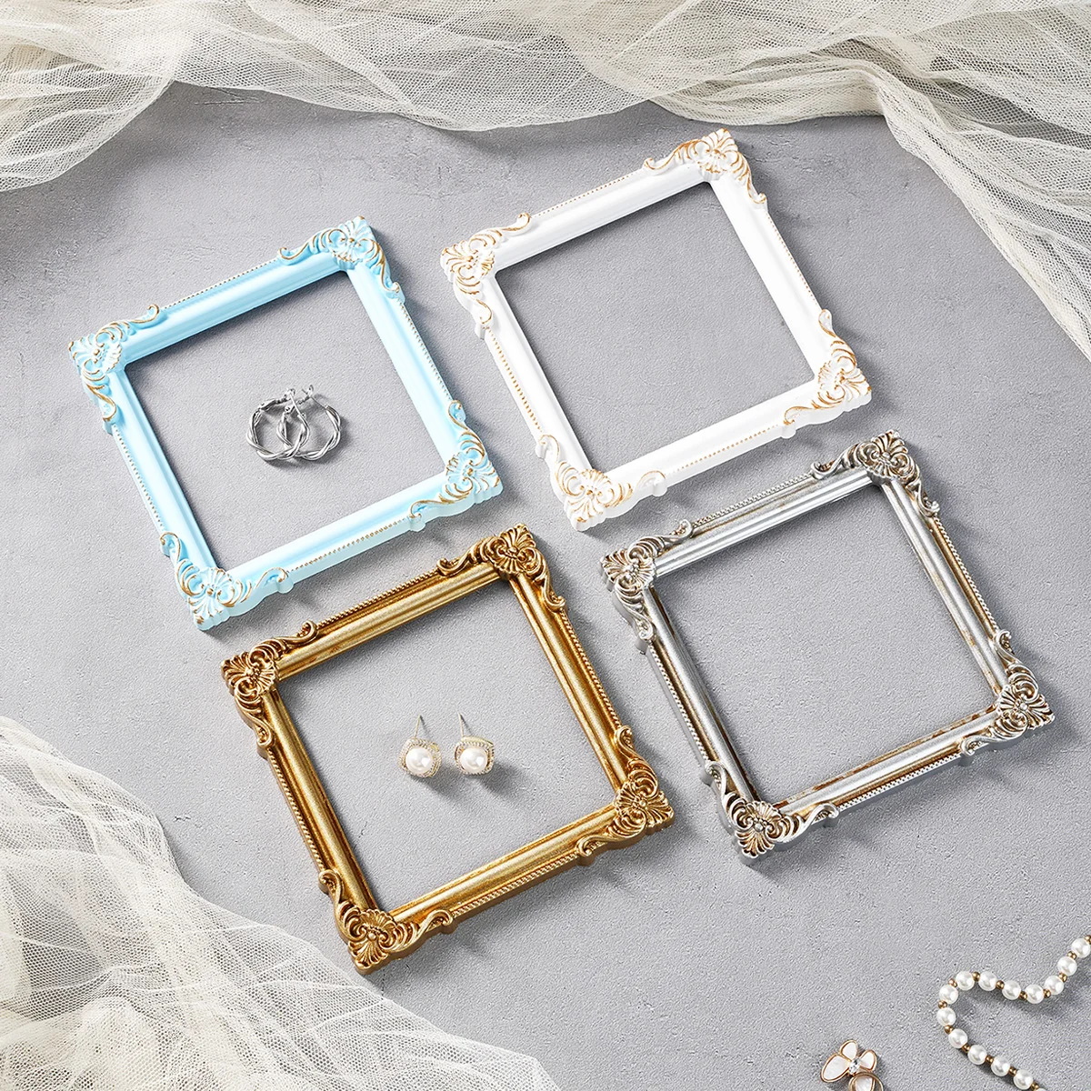 1/3PCS, European-style Patterned Resin Material in Multiple Colors, Prop Photo Frame, Suitable for Photography Props