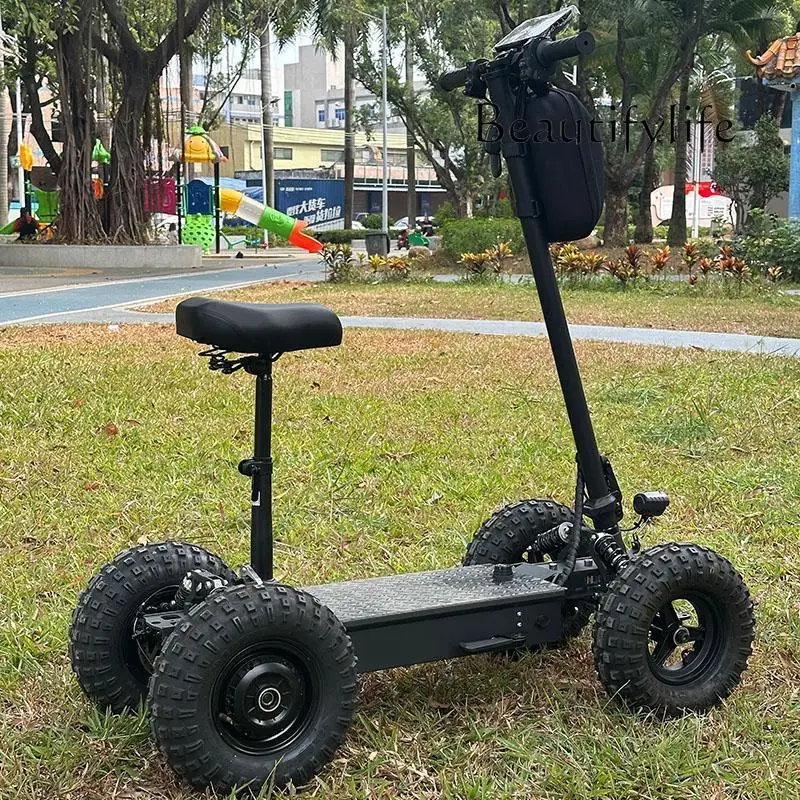 

Four-wheel electric 13-inch off-road tire long battery life golf ball old man walking fishing semi-folding car
