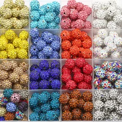 20pcs 10mm Mixed Colour Glass Rhinestone Clay Set Round Beads, disco Style Crystal Shambhala Beads For DIY Jewelry Making Crafts