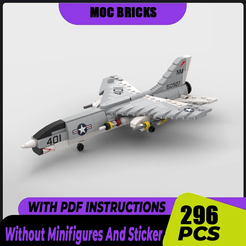 

Military Series 1:72 Scale Moc Building Blocks F-8E Crusader Model Technology Fighter Bricks DIY Assembly Toys Gifts