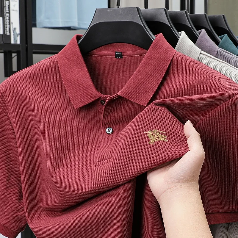 العلامة التجارية الفاخرة المطرزة الرجال قميص بولو بكم قصير مصمم جديد بول قميص الصيف الأعمال عادية 100% القطن تي شيرت ذو طية صدر السترة #3