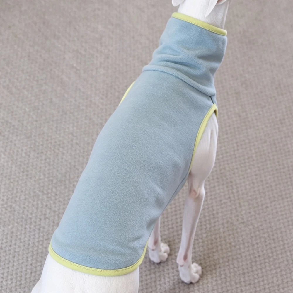 Effen fleece wintervest met hoge hals voor Italiëns Greyhound, warme jumpsuit als basislaag voor Whippet, Saluki en Bedlington honden.