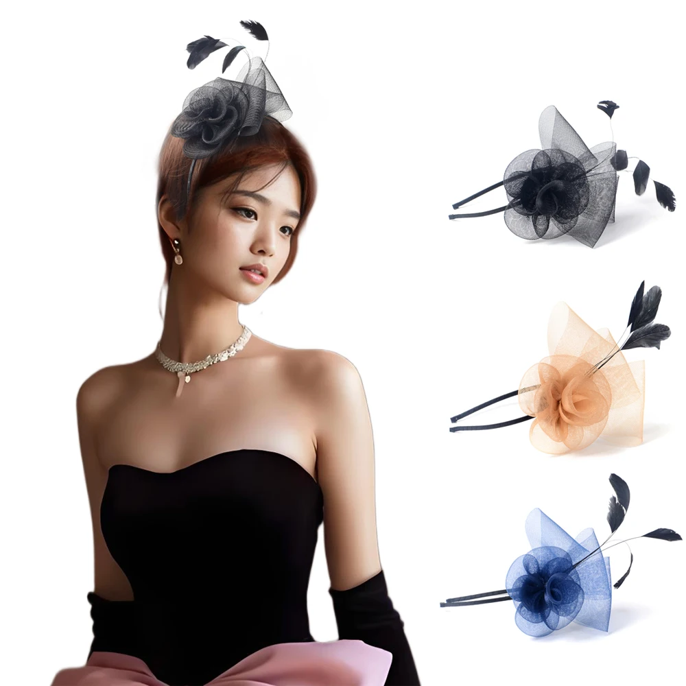 

Handmade Feather Fascinators Headband Hair Band Accessories For Women Lady Tea Party Wedding Fancy Proms Derby Dress