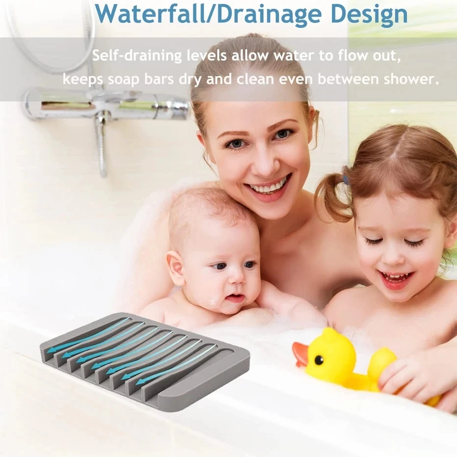 1 Pcs Self-Draining Soap Dish,Silicone Soap Holder,Multifunctional No-Punch Non-Slip Storage Rack Drain Mat for Bathroom Kitchen