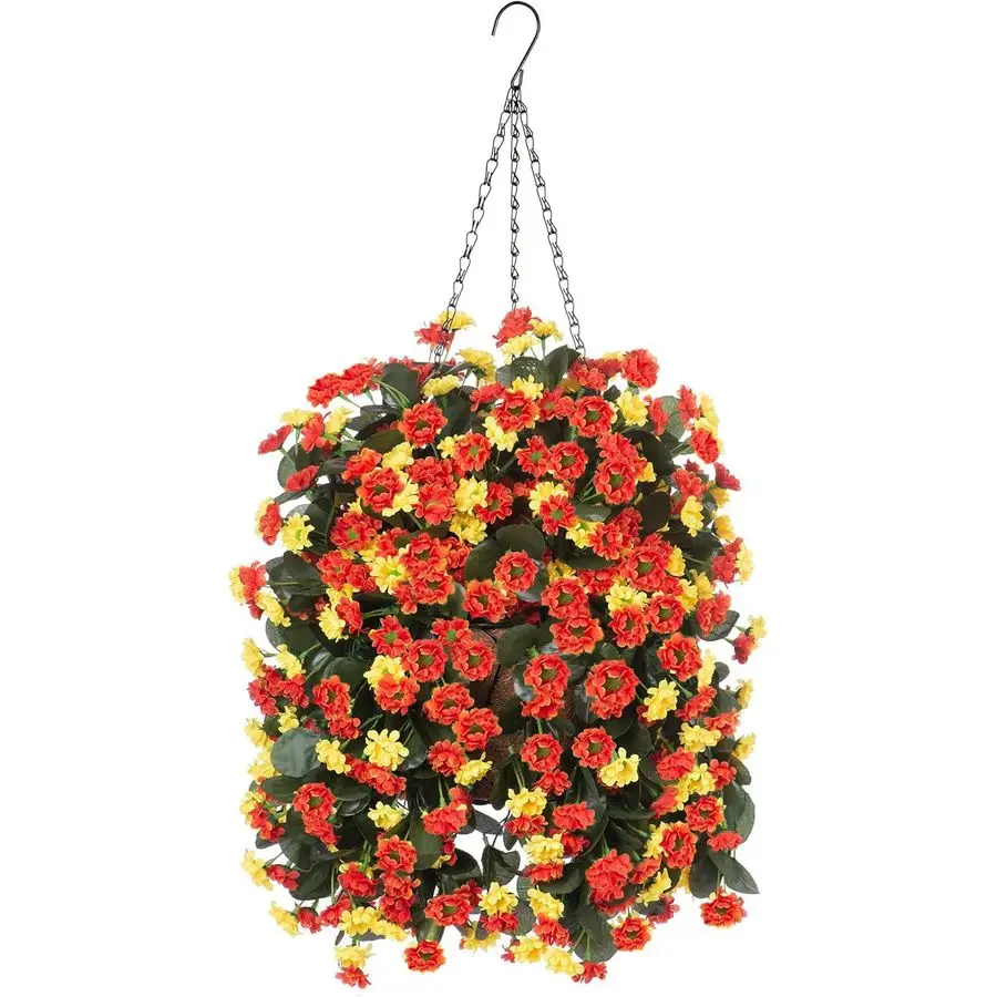 

Искусственные цветы в подвесных корзинах для улицы, весенний декор, имитация хризантем, искусственные растения с подвесными корзинами для дома, веранды, сада