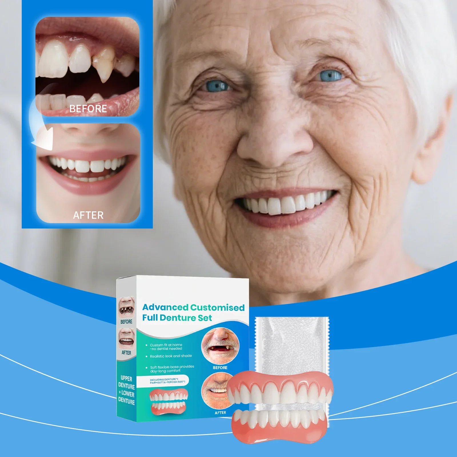 2ND Dentures For Women Men User Friendly Natural Safe Professional False Teeth Easy And Convenient Denture Modification Kit