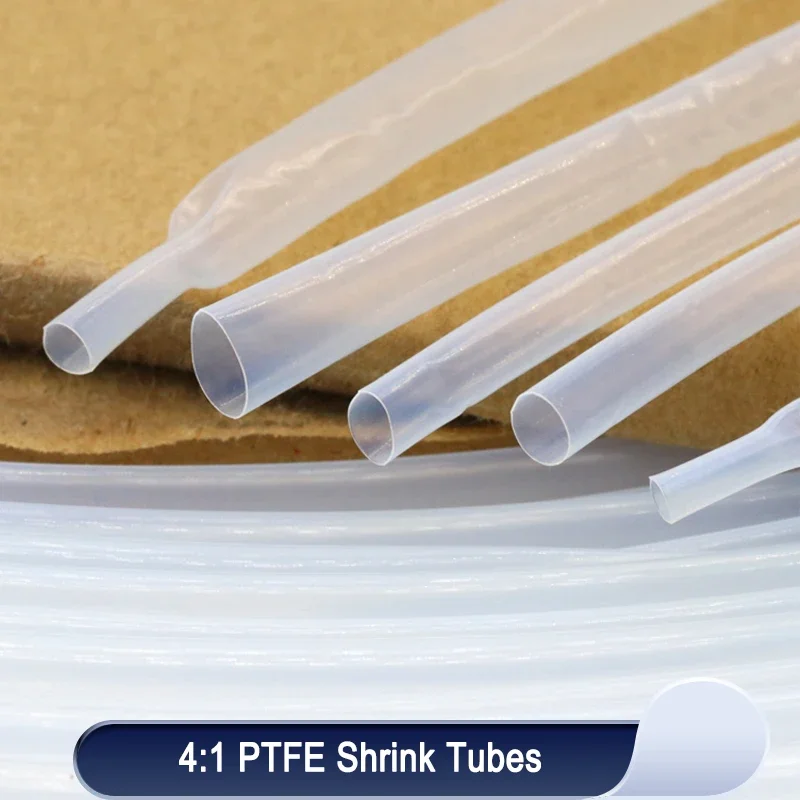 

1/2/5m PTFE Heat Shrink Tube Diameter 2mm 4mm 6mm 8mm 9.6mm High Temperature 260Deg. C/600V 4:1 Shrinkage Ratio Translucent