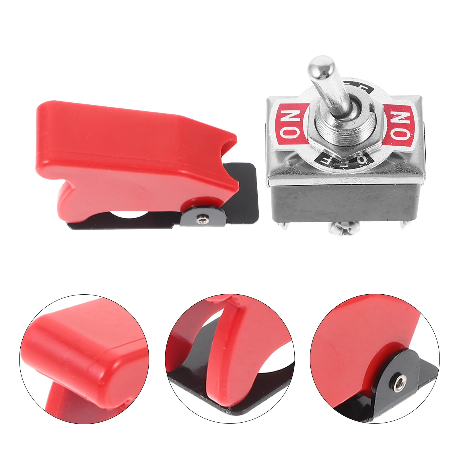 

Waterproof Toggle Switch Red Cover 3 Way On Off On 3 Position Durable Use High Performance Car Dash 12V Dpdt