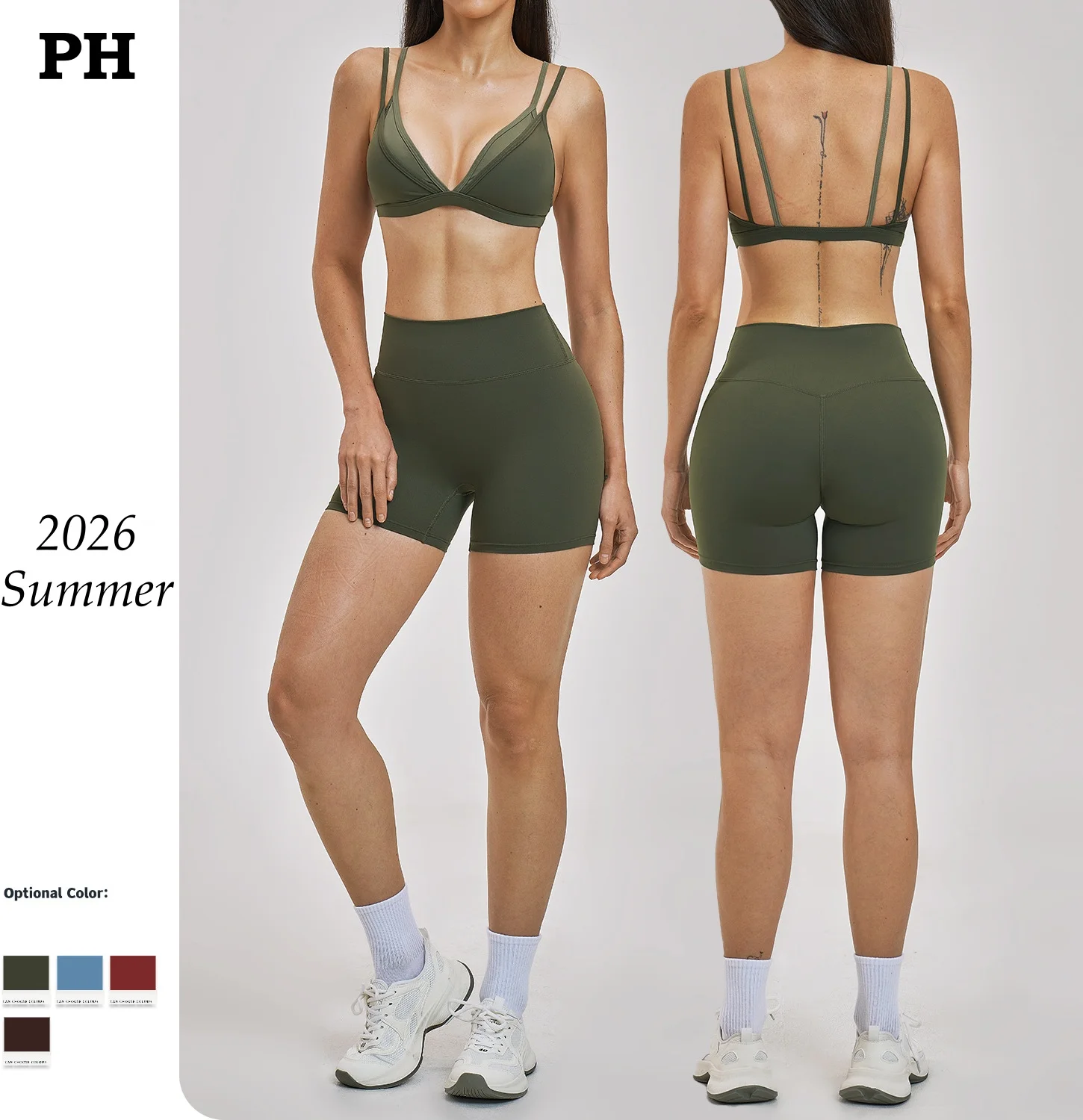 2Pcs Set Summer Triangle Bra Tight Shorts Yoga Tracksits Women Fitness Sports Suit Sexy Cycling Running Wokout Sportswear 2026