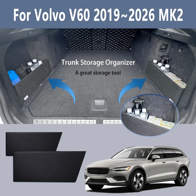 Für Volvo V60 2019 ~ 2026 Multifunktions Stamm Lagerung Partition Verdickung Lagerung Auto Innen Teile Organizer Auto Zubehör