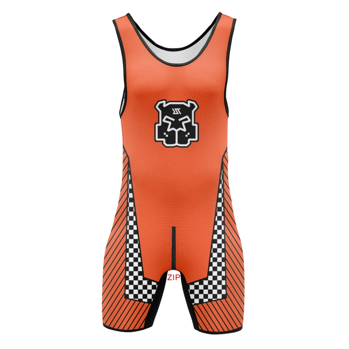 Mens Wrestling Singlets Front And Back Zipper Dog SexyMan