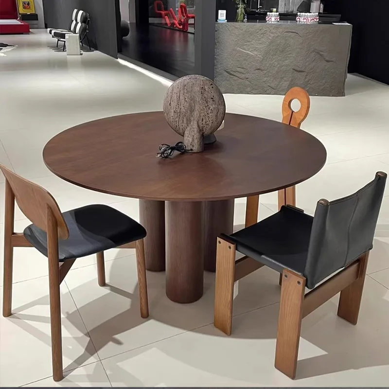 

Nordic light luxury round dining table designer personalized furniture simple wabi style