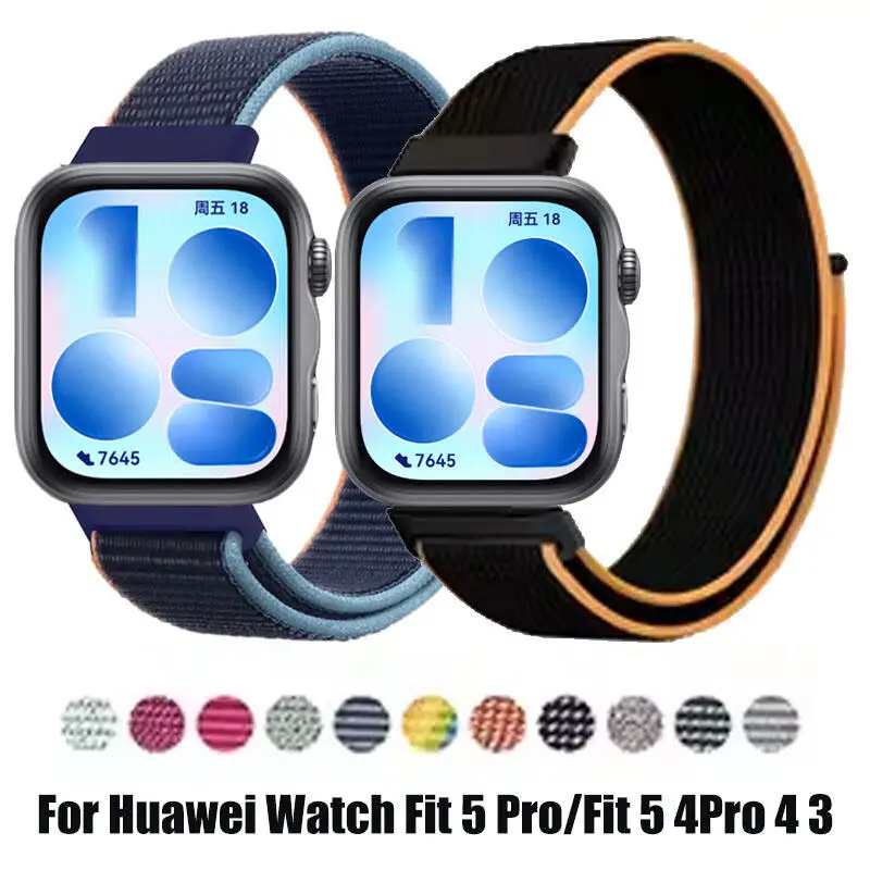 Nylon-Schlaufe für Huawei Watch Fit 3/4/4pro Fit 5 Armband Zubehör Sport Atmungsaktives Correa-Armband für Huawei Watch Fit 5Pro