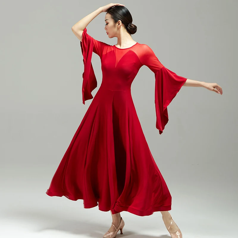 

Вальс, современный танцевальный костюм для соревнований, бальное платье, женское большое свободное платье, национальный стандарт, танцевальная одежда DN20698