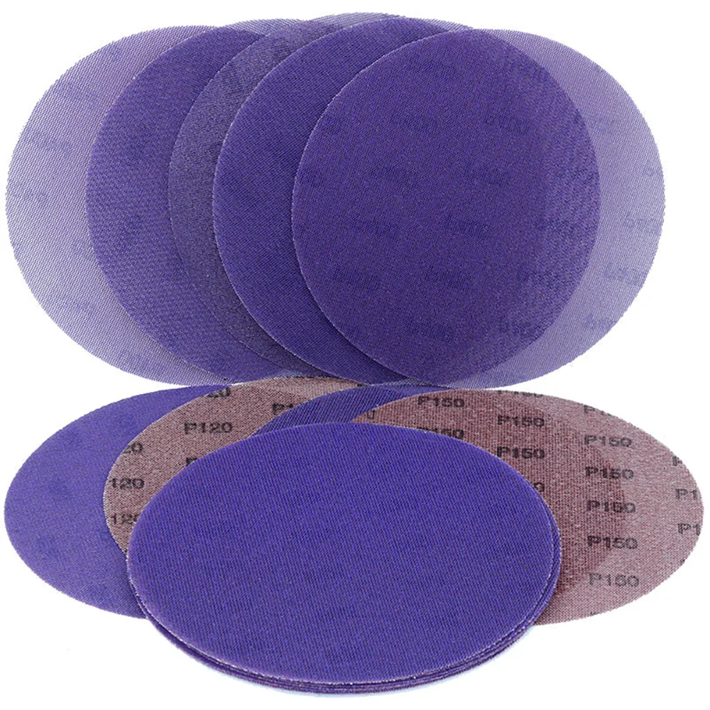 10PCS Ceramic Mesh Abrasive 9 Inch Drywall Sander Sandpaper,80-800Grit Hook & Loop 225mm Purple Mesh Sandpaper for Drywall,Metal