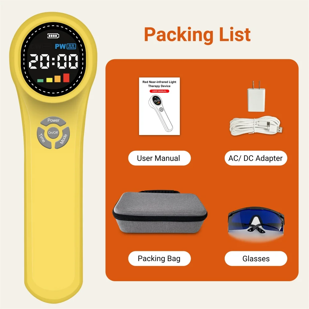 Frovab Portable Cold Laser Therapy Device 24 Diodes 660/810/980nm Red NIR Light Pain Relief for Human Pets Home Veterinary Use