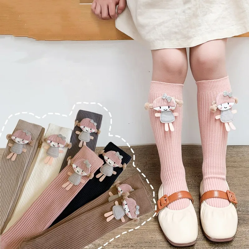 girl socks long sock over knee high Cartoon baby girls toddler shoes socks girls 2 to 8 year socks kids cotton spring autumn