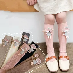 girl socks long sock over knee high Cartoon baby girls toddler shoes socks girls 2 to 8 year socks kids cotton spring autumn