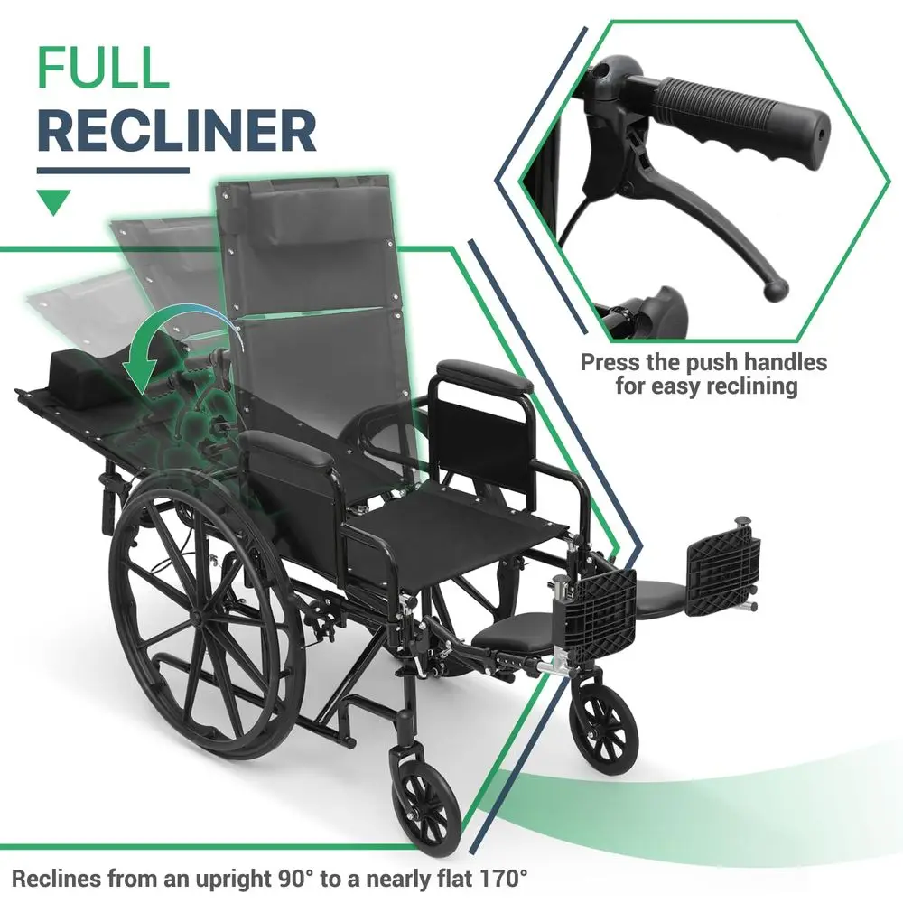 

HighBack Foldable Wheelchair for Adults 300Lbs, Reclining Folding SelfPropelled AllTerrain HeavyDuty Wheel Chair for Seniors wi