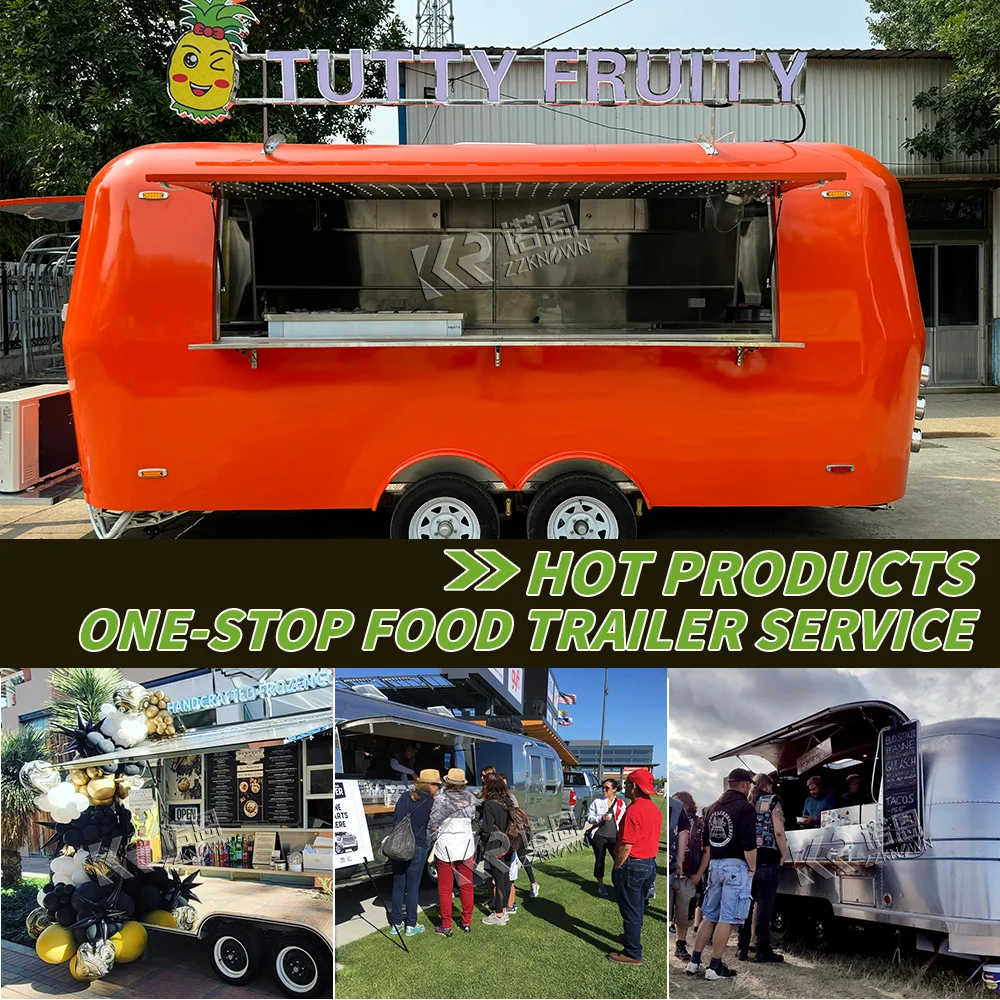 Concession Stainless Steel Food Trailer With Full Kitchen Equipments Street Restaurant Mobile Bbq Food Truck Fully Equipped