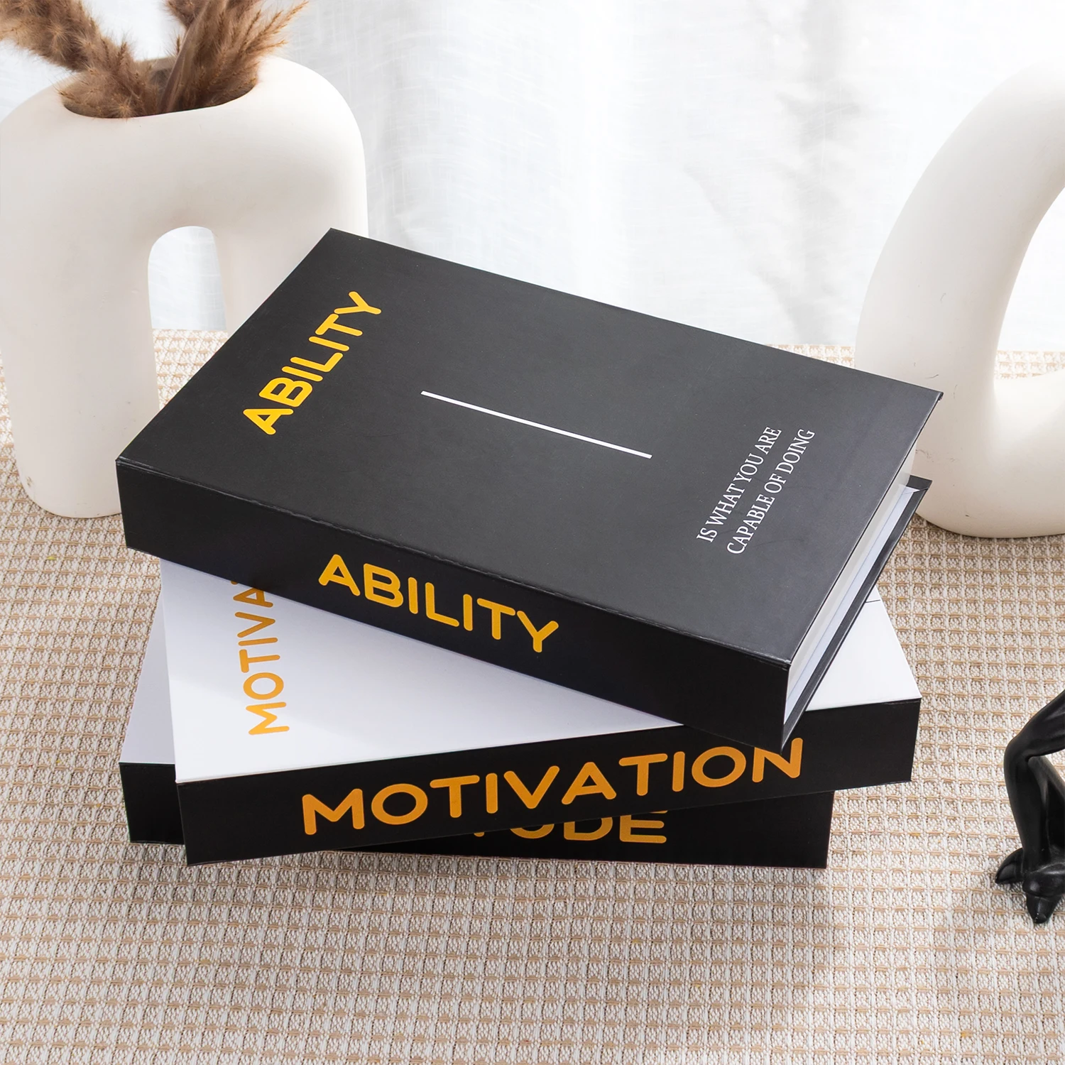 Luxury Fake Books for Decoration Openable Simulation Book Storage Box Coffee Table Books Fashion Inspirational Slogans
