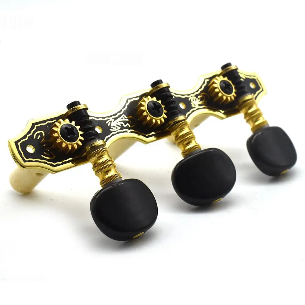 1Set 3R3L Gold Plate Classical Guitar Strings Tuning Pegs Keys Tuners Musical Parts Chrome